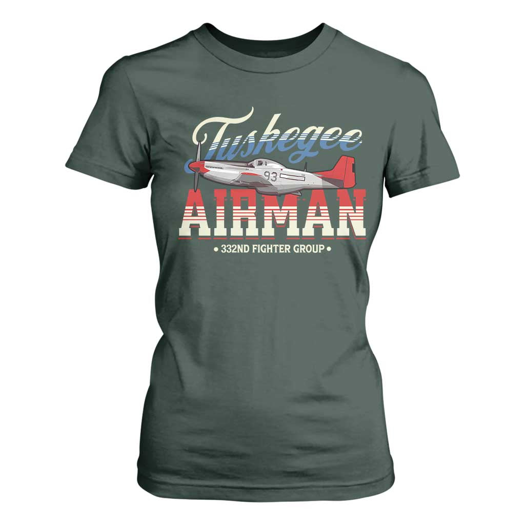 Tuskegee Airman T Shirt For Women 332ND Fighter Group Airplane Black History Month