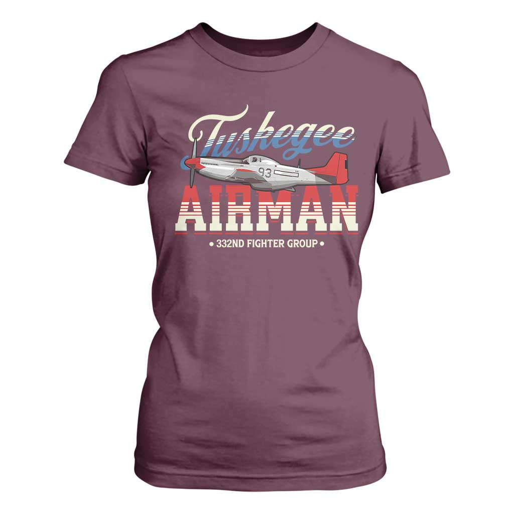 Tuskegee Airman T Shirt For Women 332ND Fighter Group Airplane Black History Month