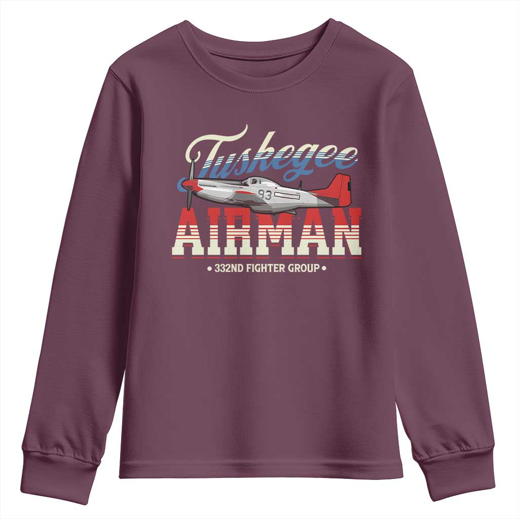 Tuskegee Airman Youth Sweatshirt 332ND Fighter Group Airplane Black History Month