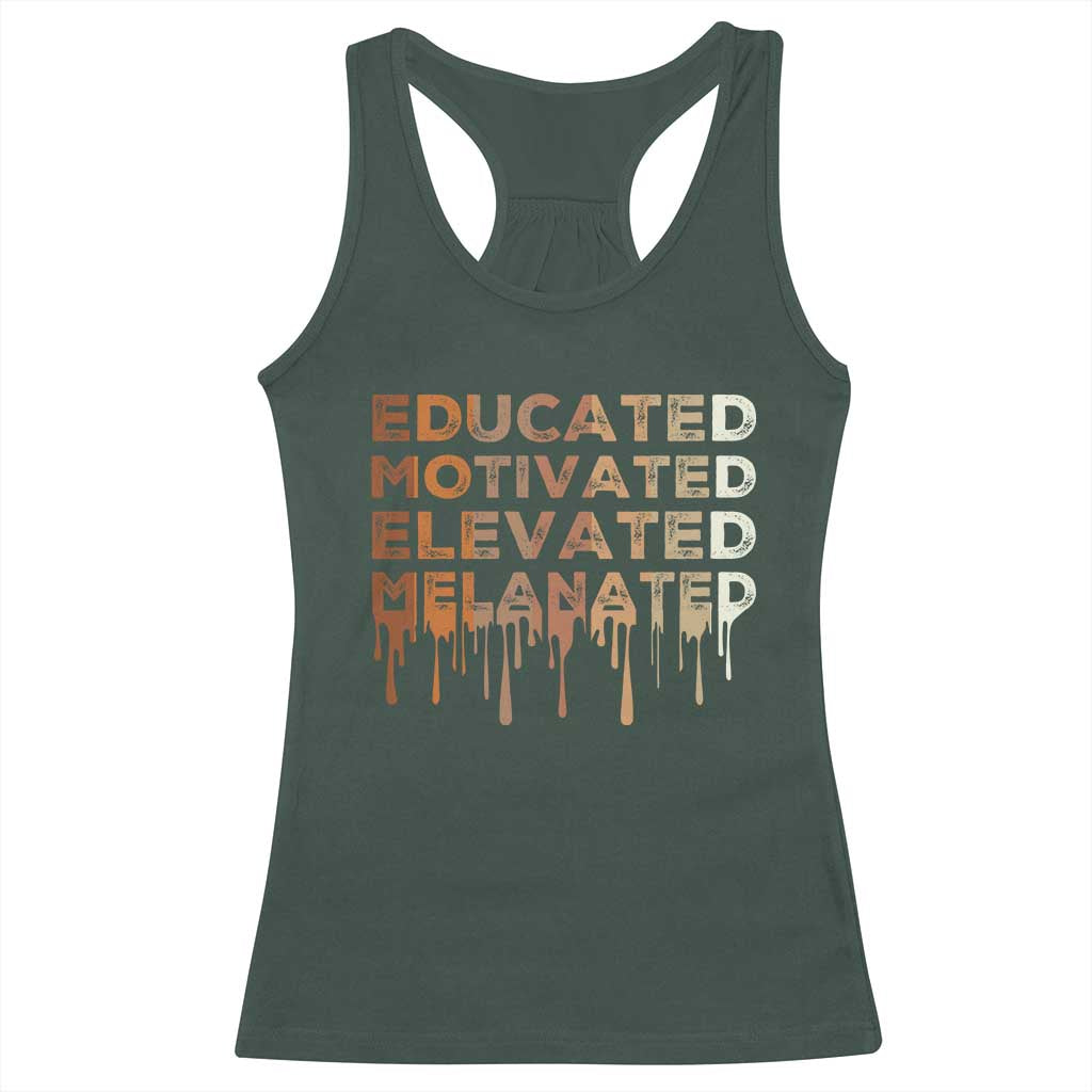 Educated Motivated Elevated Melanated Racerback Tank Top Black Pride Melanin African American Month