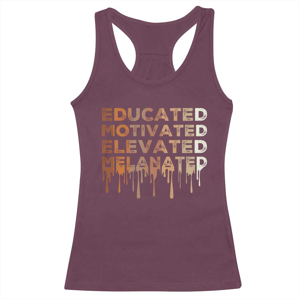 Educated Motivated Elevated Melanated Racerback Tank Top Black Pride Melanin African American Month
