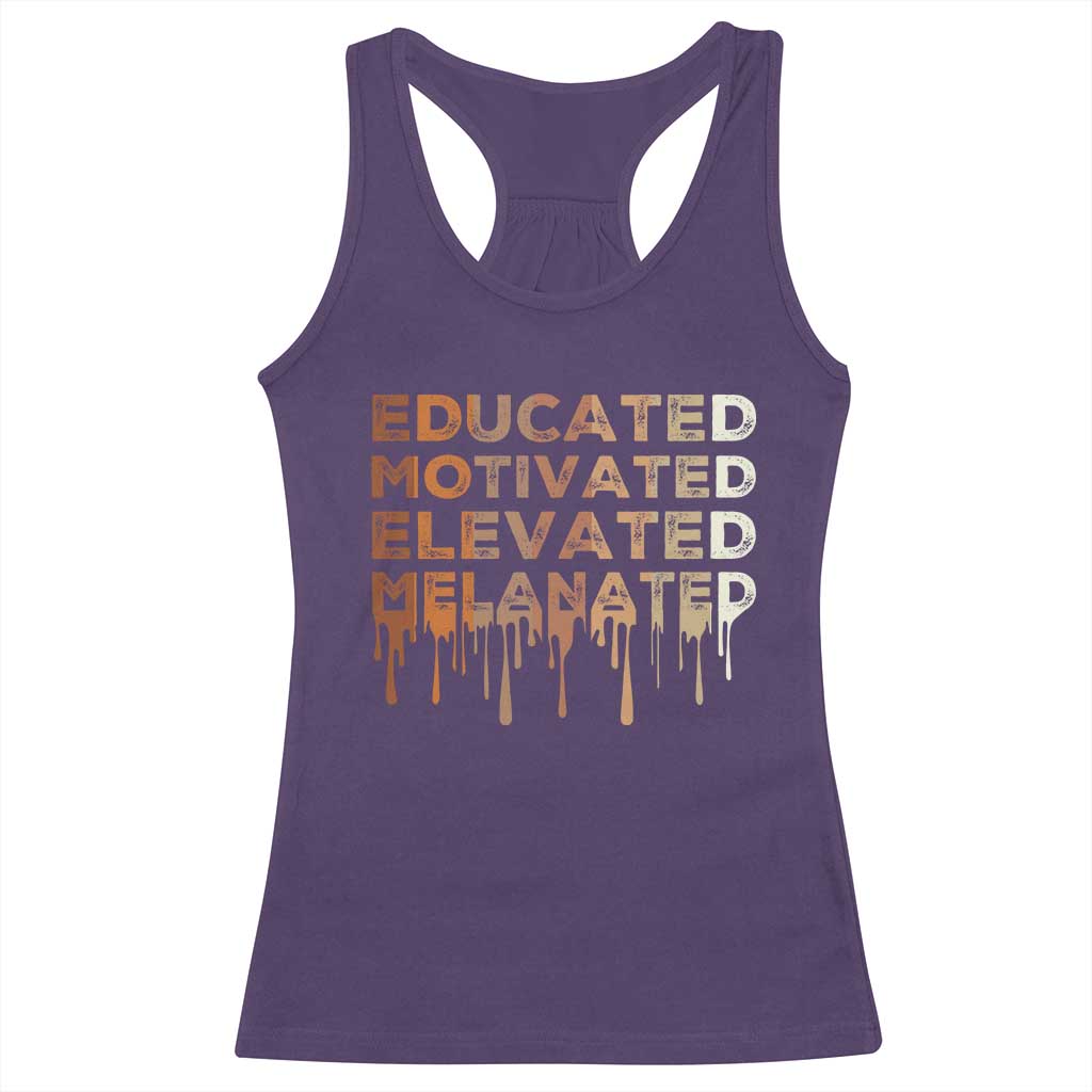Educated Motivated Elevated Melanated Racerback Tank Top Black Pride Melanin African American Month