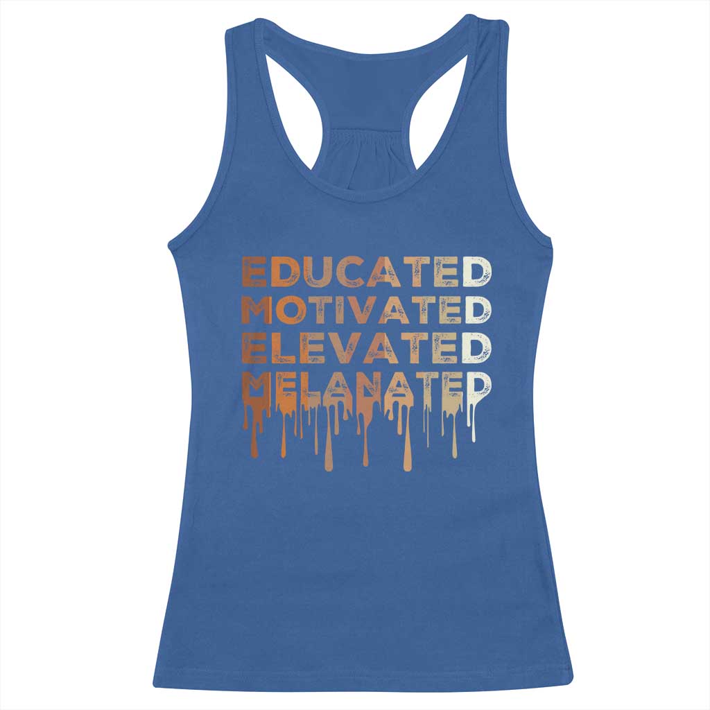 Educated Motivated Elevated Melanated Racerback Tank Top Black Pride Melanin African American Month