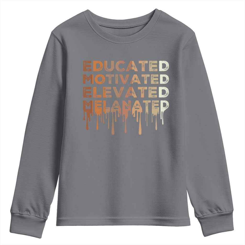 Educated Motivated Elevated Melanated Youth Sweatshirt Black Pride Melanin African American Month