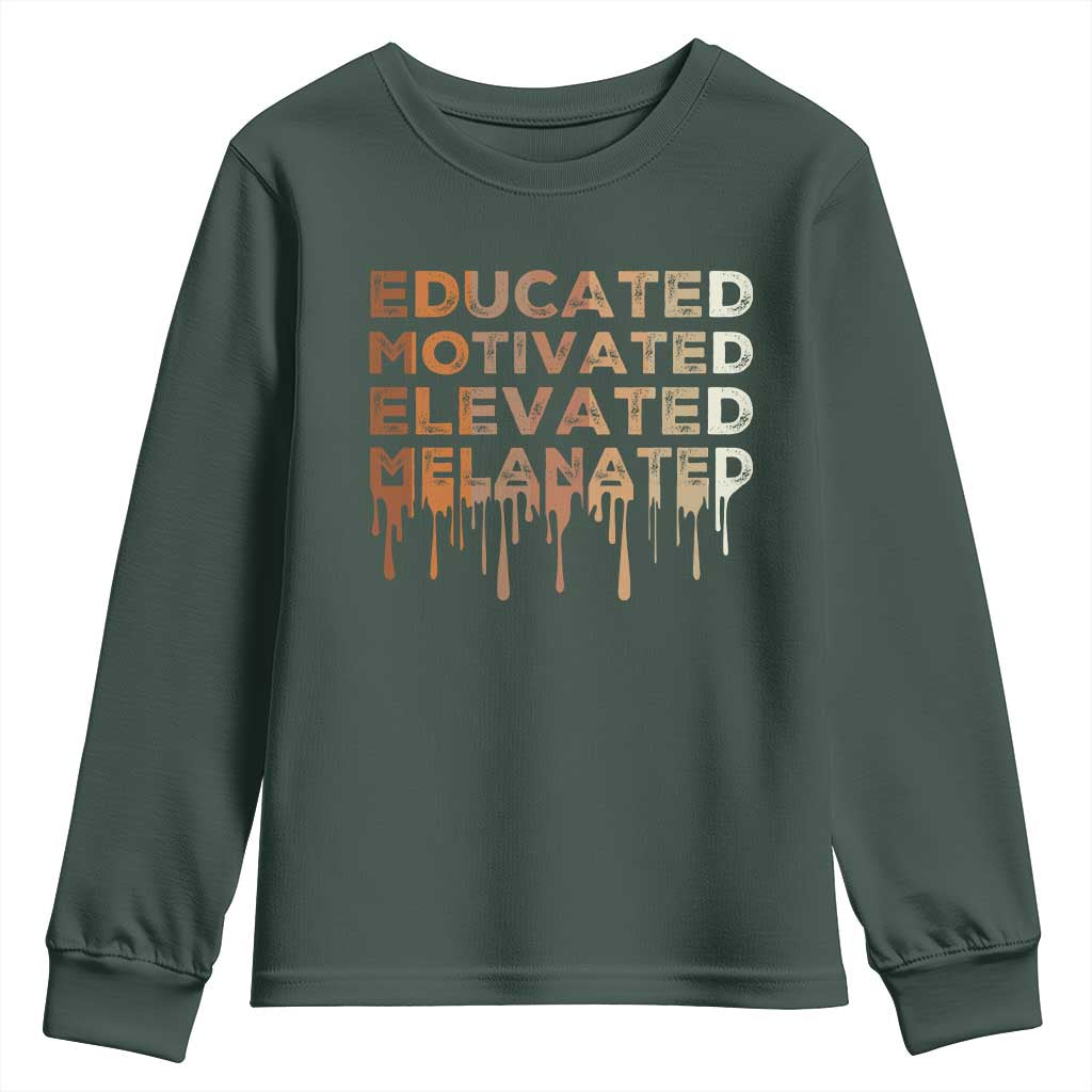 Educated Motivated Elevated Melanated Youth Sweatshirt Black Pride Melanin African American Month