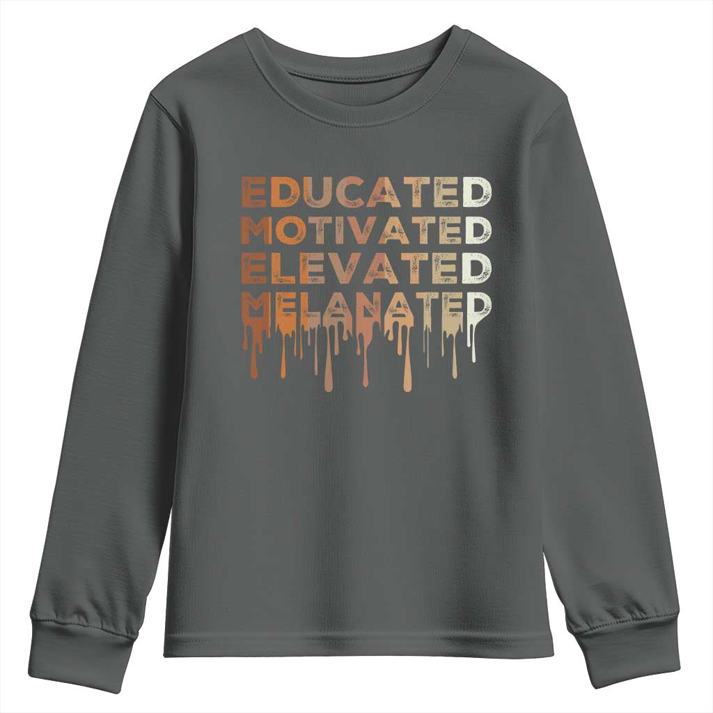 Educated Motivated Elevated Melanated Youth Sweatshirt Black Pride Melanin African American Month