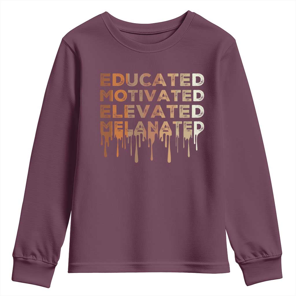 Educated Motivated Elevated Melanated Youth Sweatshirt Black Pride Melanin African American Month