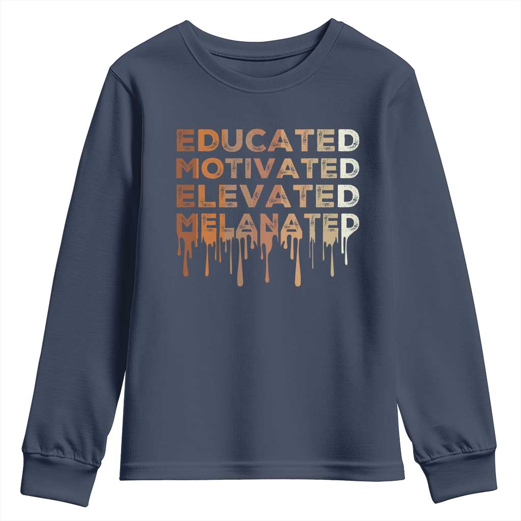 Educated Motivated Elevated Melanated Youth Sweatshirt Black Pride Melanin African American Month
