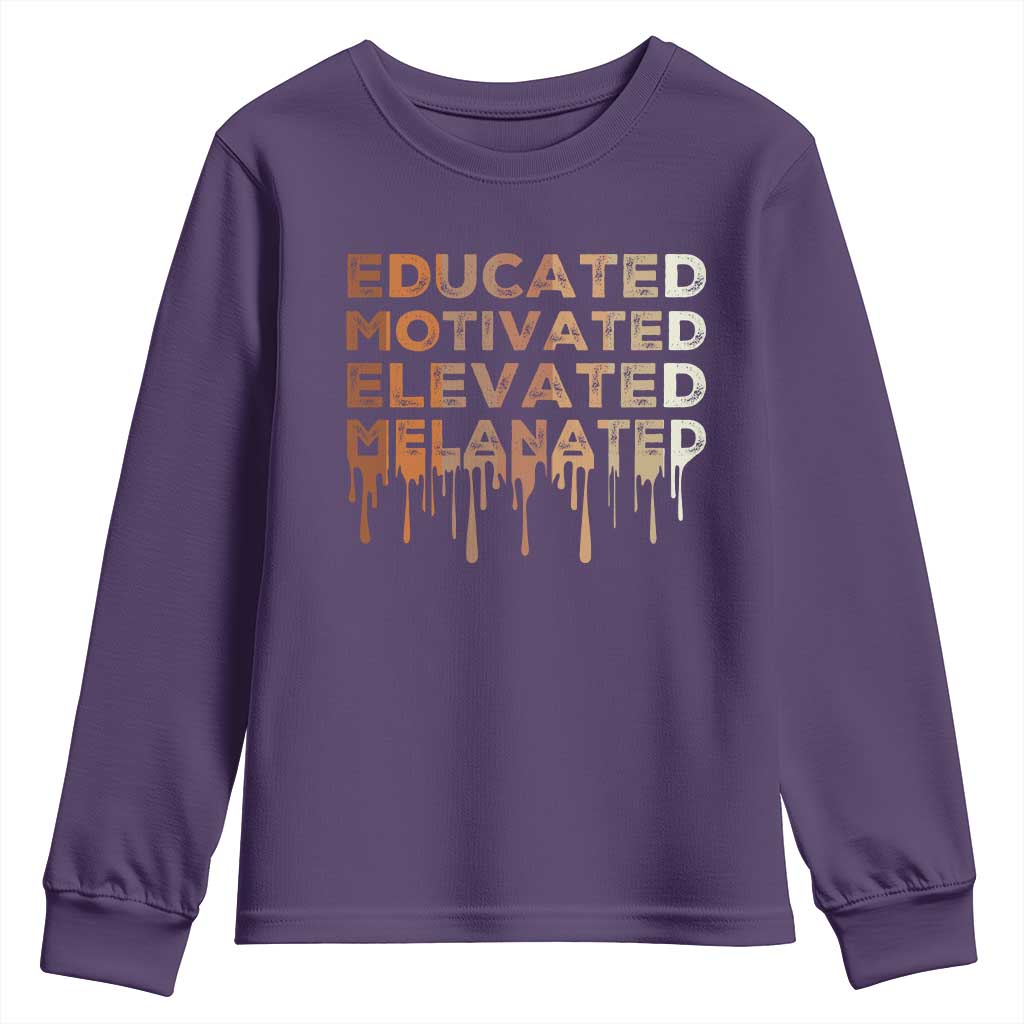 Educated Motivated Elevated Melanated Youth Sweatshirt Black Pride Melanin African American Month