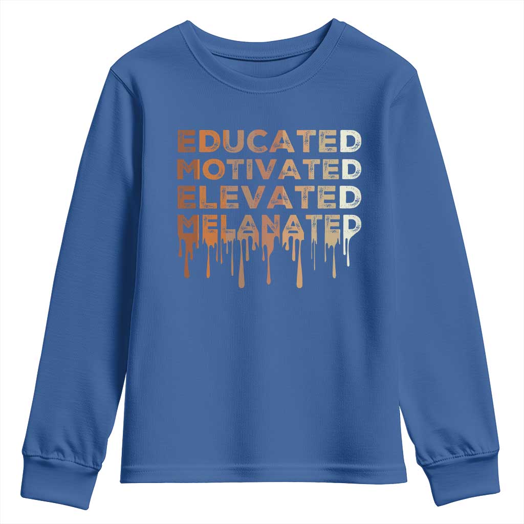 Educated Motivated Elevated Melanated Youth Sweatshirt Black Pride Melanin African American Month