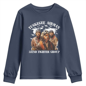 Tuskegee Airman Youth Sweatshirt 332ND Fighter Group Black History