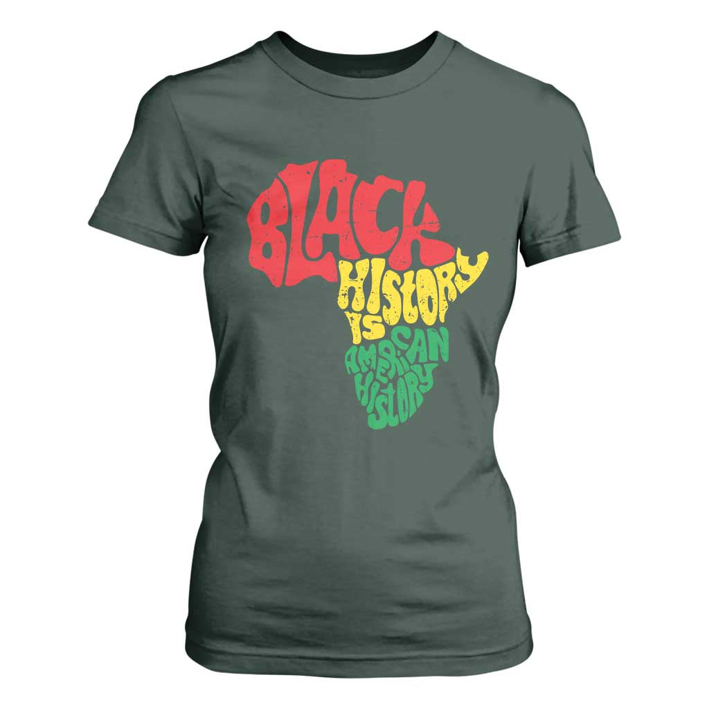 Black History Is American History T Shirt For Women Africa Map