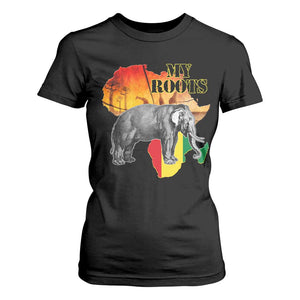 Africa Roots T Shirt For Women My Roots Africa Map Black History Elephant Safari