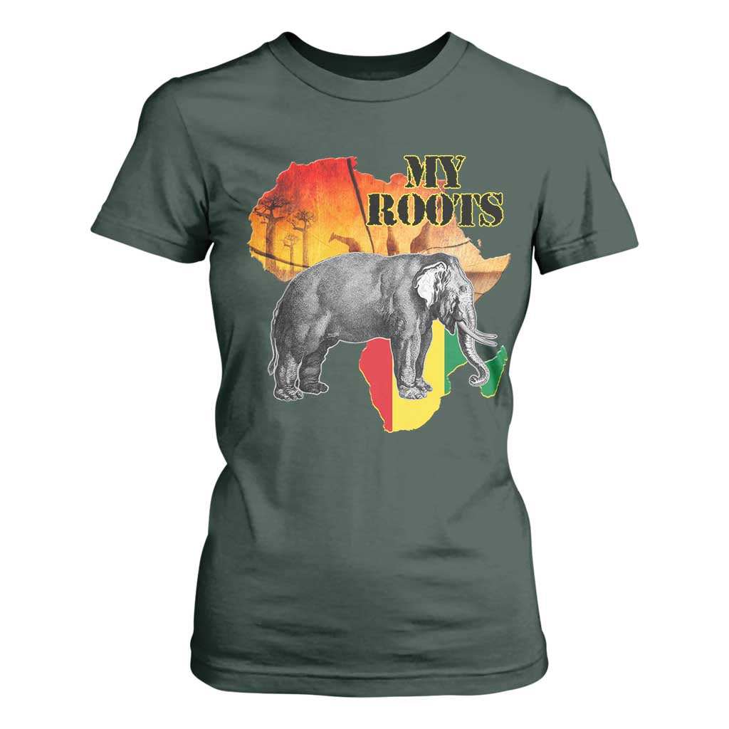 Africa Roots T Shirt For Women My Roots Africa Map Black History Elephant Safari