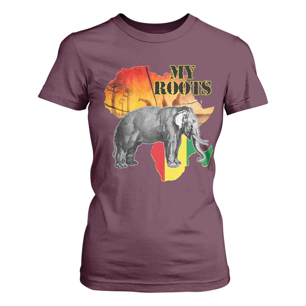Africa Roots T Shirt For Women My Roots Africa Map Black History Elephant Safari