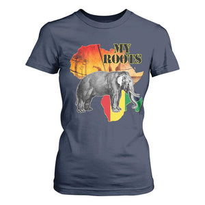Africa Roots T Shirt For Women My Roots Africa Map Black History Elephant Safari