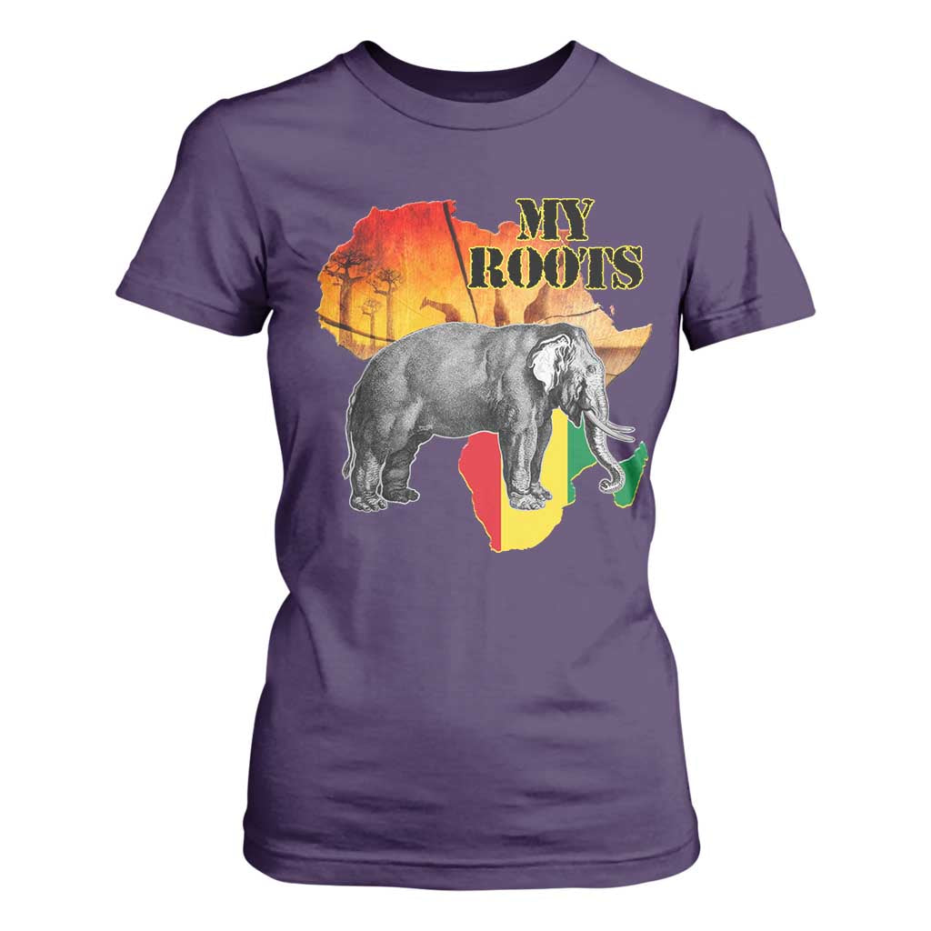 Africa Roots T Shirt For Women My Roots Africa Map Black History Elephant Safari