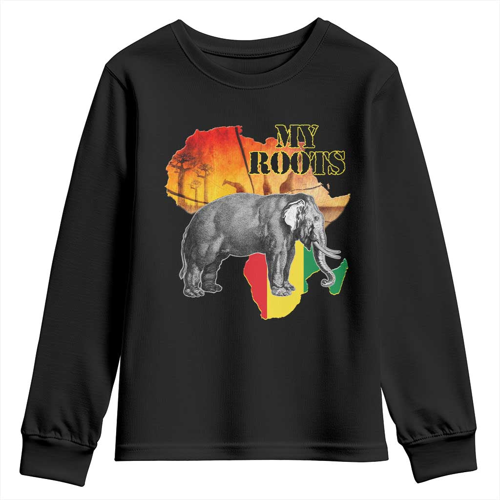 Africa Roots Youth Sweatshirt My Roots Africa Map Black History Elephant Safari