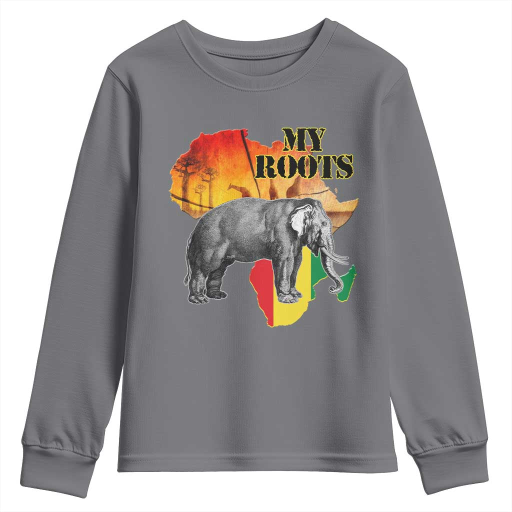 Africa Roots Youth Sweatshirt My Roots Africa Map Black History Elephant Safari