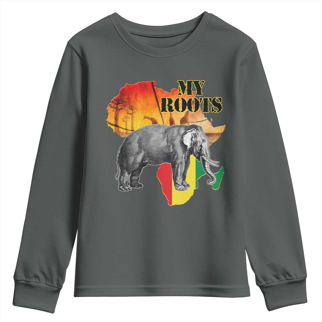Africa Roots Youth Sweatshirt My Roots Africa Map Black History Elephant Safari