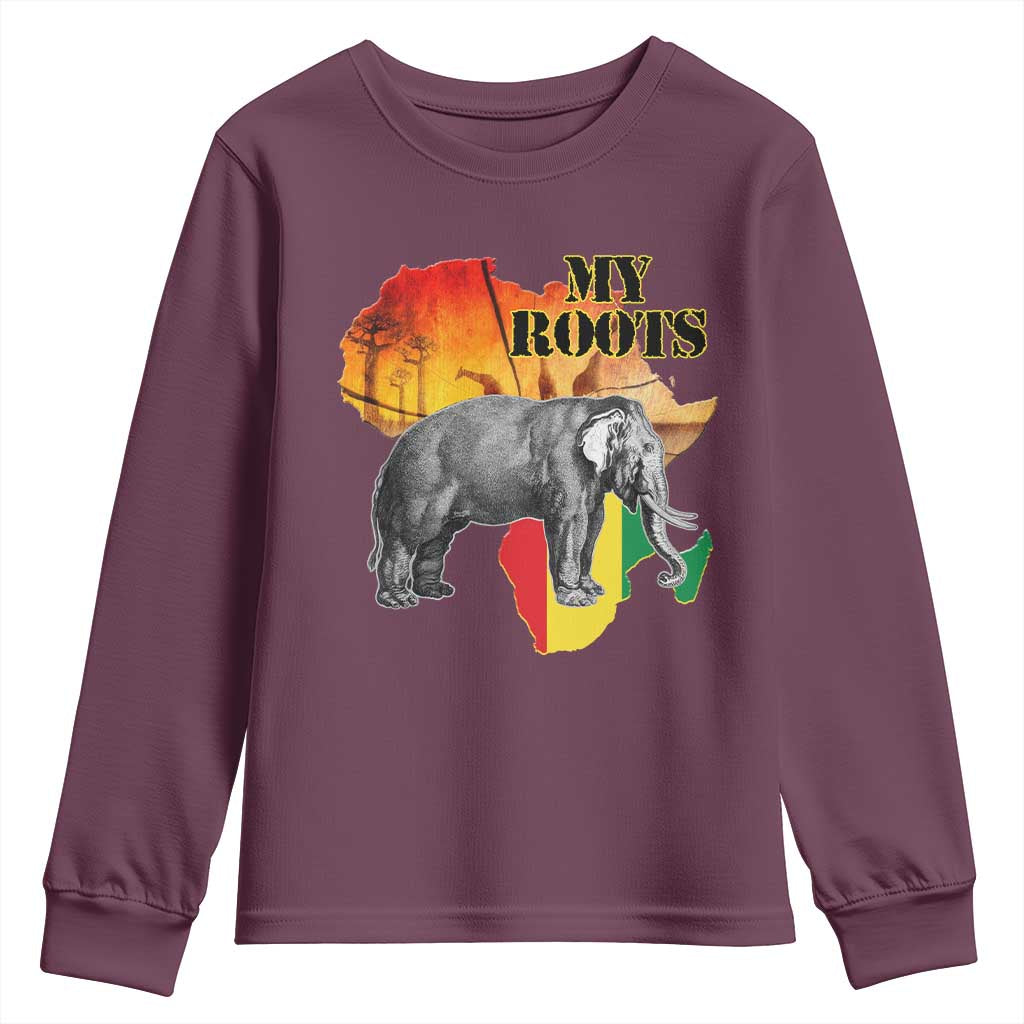 Africa Roots Youth Sweatshirt My Roots Africa Map Black History Elephant Safari