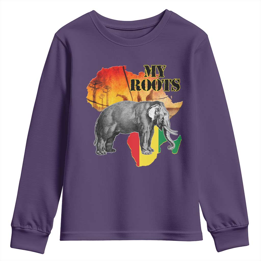 Africa Roots Youth Sweatshirt My Roots Africa Map Black History Elephant Safari