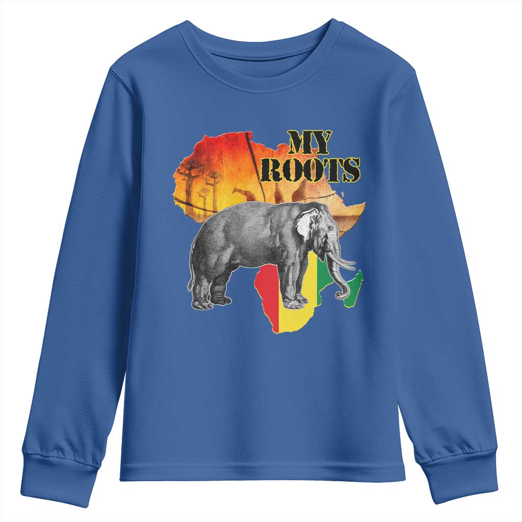 Africa Roots Youth Sweatshirt My Roots Africa Map Black History Elephant Safari
