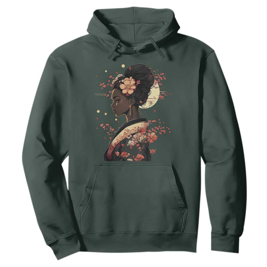 African American Geisha Kimono Blasian Japanese Sakura Hoodie