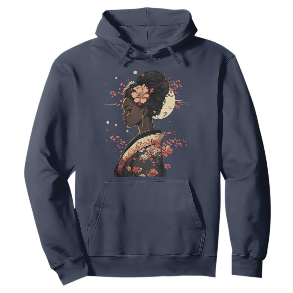 African American Geisha Kimono Blasian Japanese Sakura Hoodie