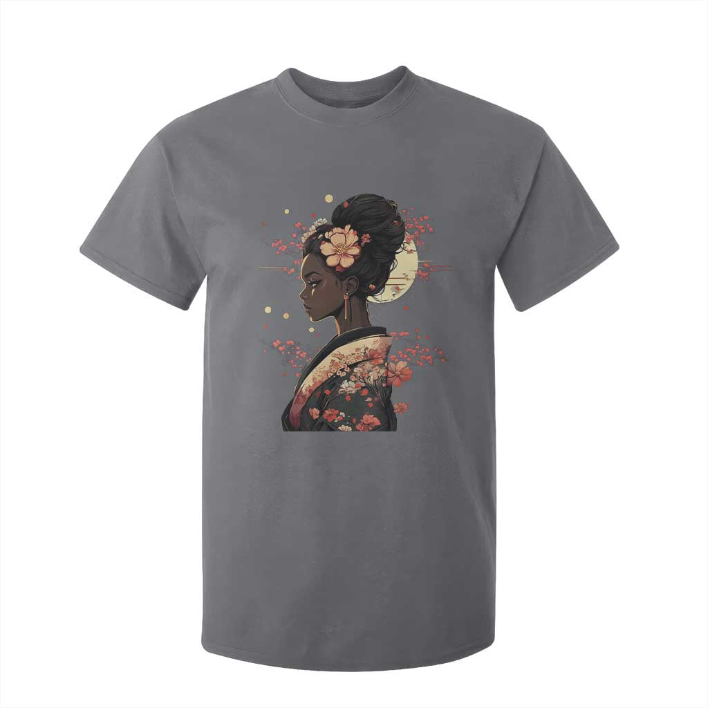African American Geisha Kimono Blasian Japanese Sakura T Shirt For Kid