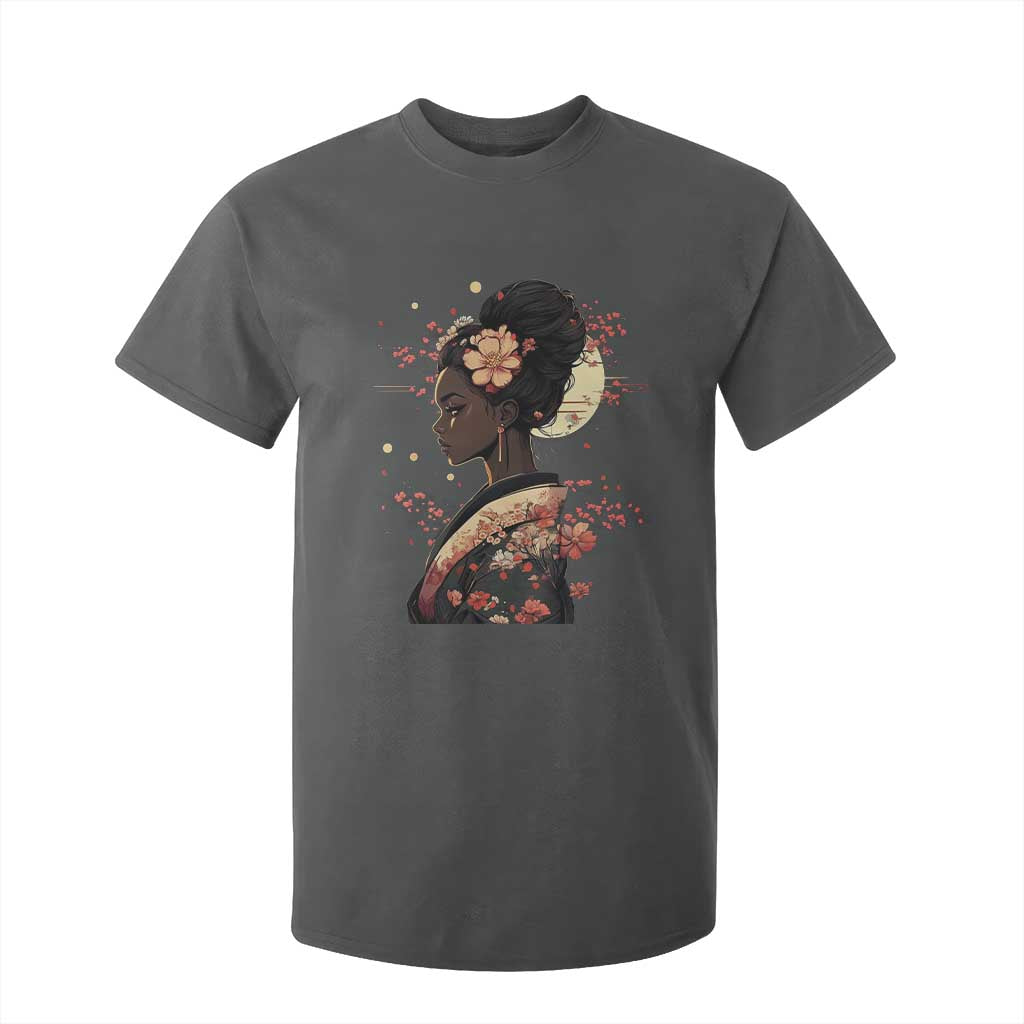 African American Geisha Kimono Blasian Japanese Sakura T Shirt For Kid