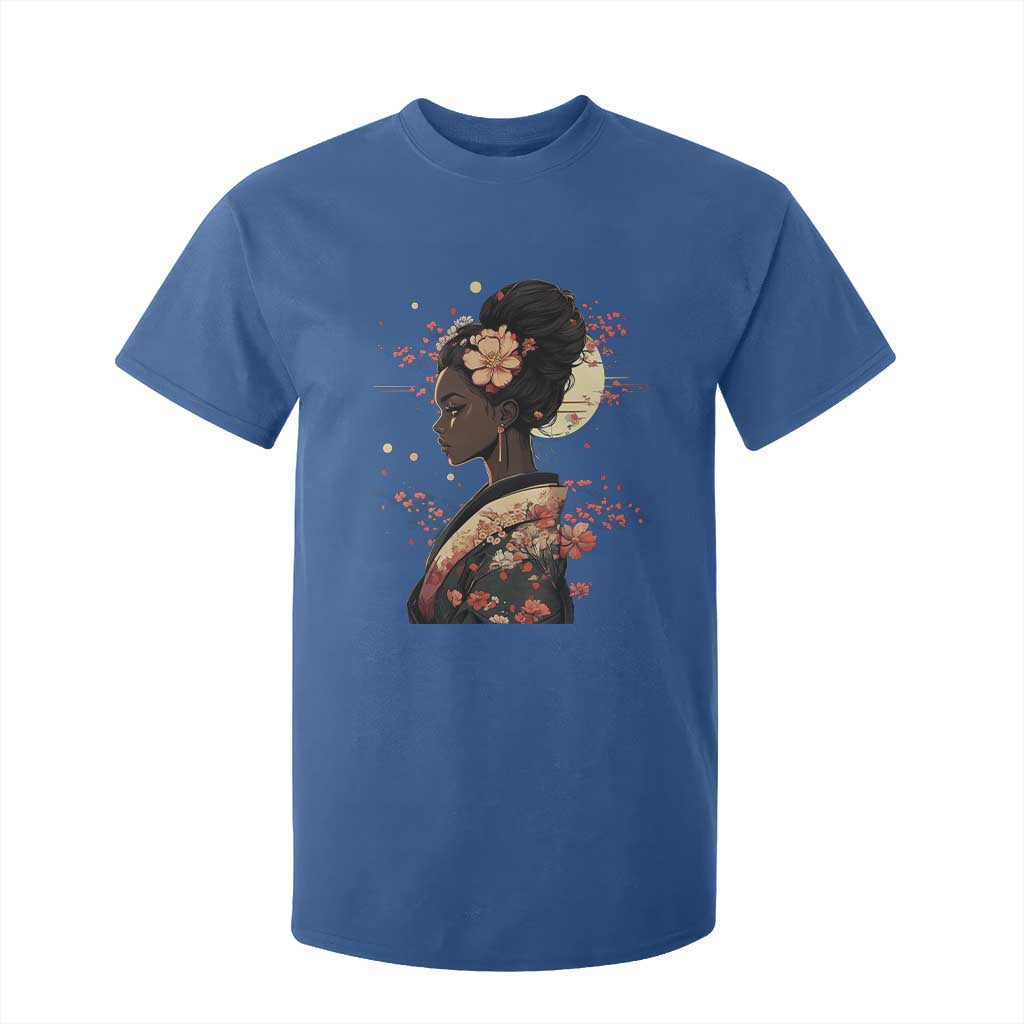 African American Geisha Kimono Blasian Japanese Sakura T Shirt For Kid
