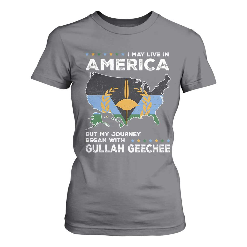 I May Live In America But My Journey Began With Gullah Geechee T Shirt For Women Gullah Geechee Pride