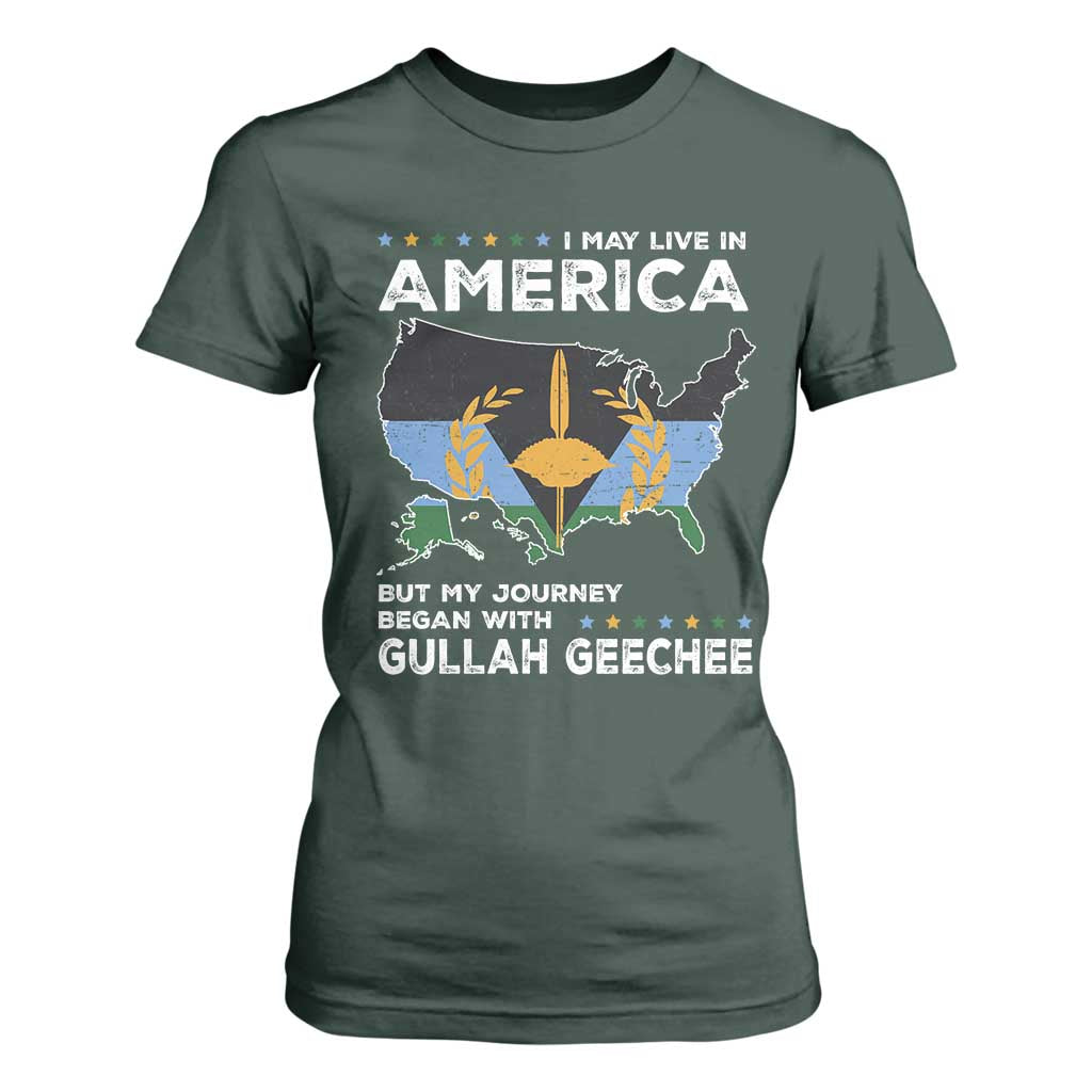I May Live In America But My Journey Began With Gullah Geechee T Shirt For Women Gullah Geechee Pride
