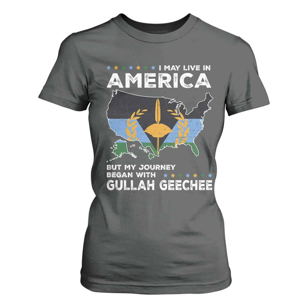 I May Live In America But My Journey Began With Gullah Geechee T Shirt For Women Gullah Geechee Pride