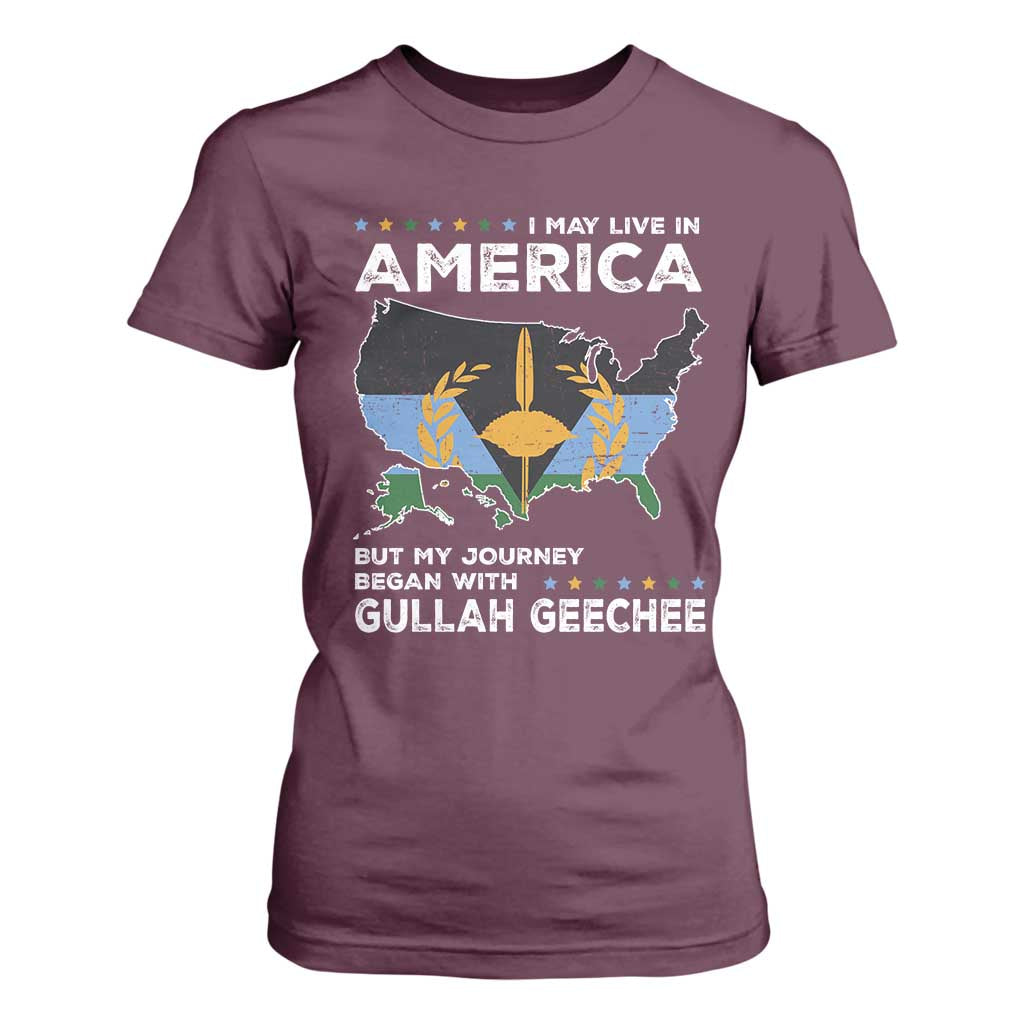 I May Live In America But My Journey Began With Gullah Geechee T Shirt For Women Gullah Geechee Pride