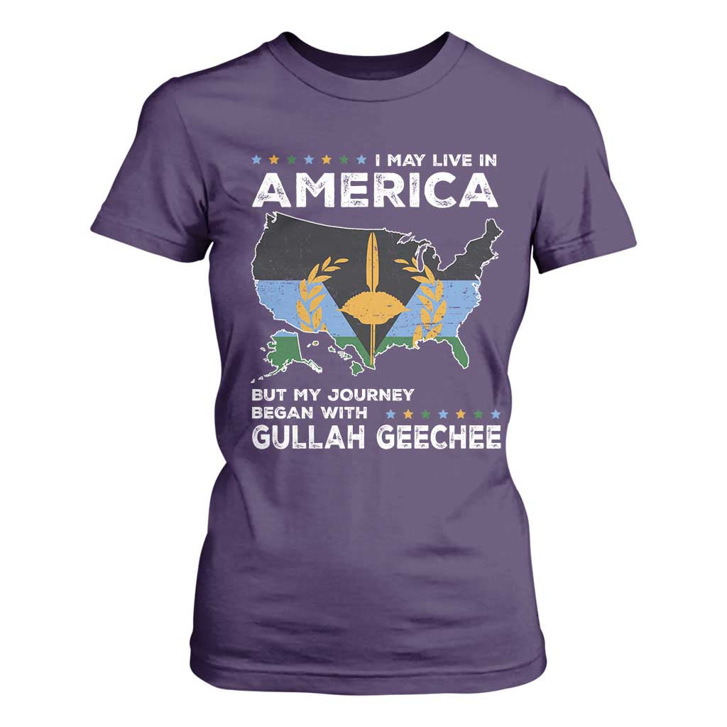 I May Live In America But My Journey Began With Gullah Geechee T Shirt For Women Gullah Geechee Pride