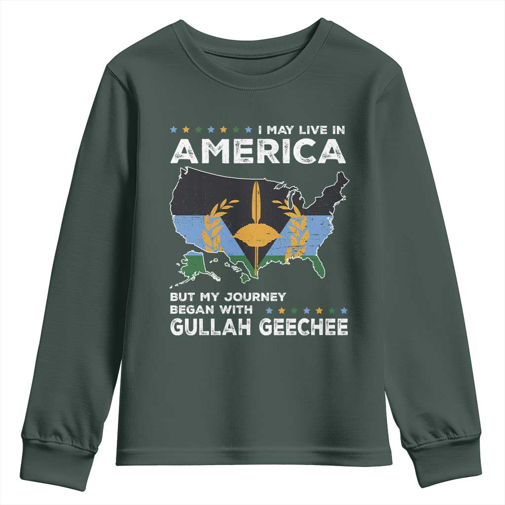 I May Live In America But My Journey Began With Gullah Geechee Youth Sweatshirt Gullah Geechee Pride