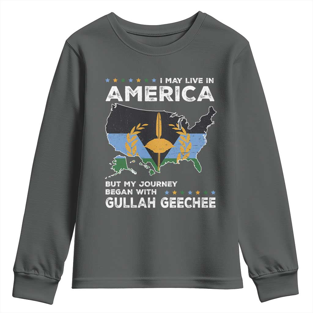 I May Live In America But My Journey Began With Gullah Geechee Youth Sweatshirt Gullah Geechee Pride