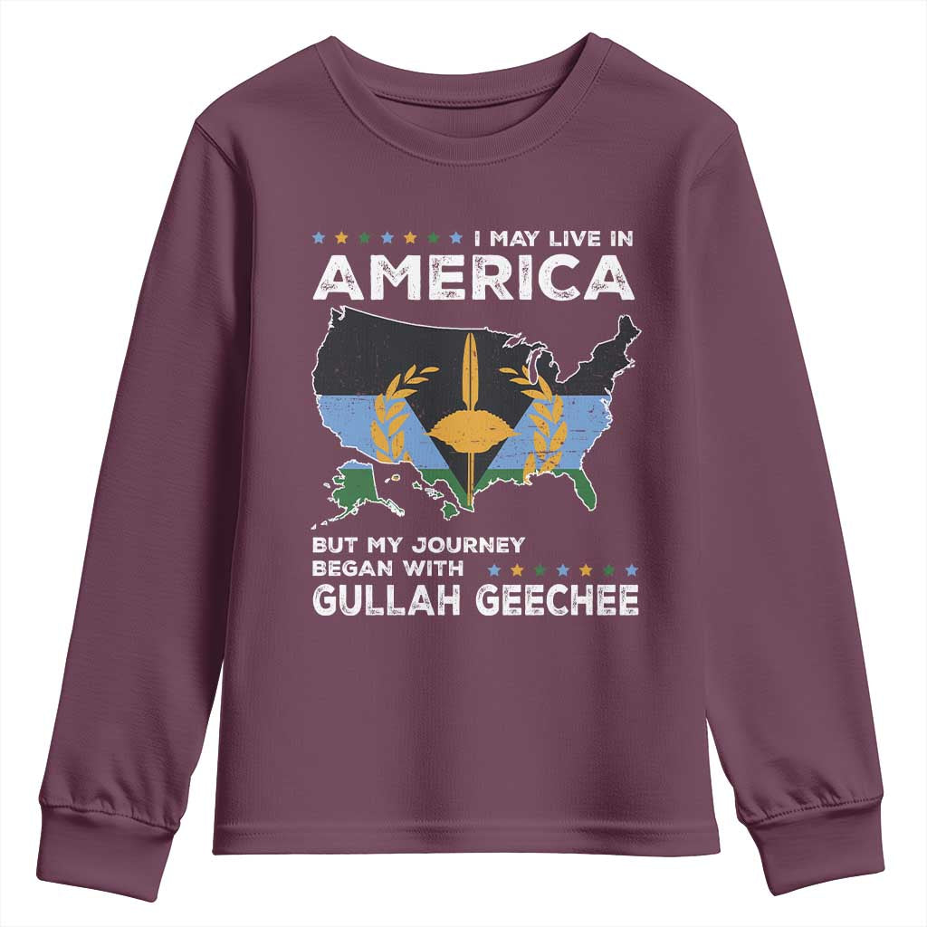 I May Live In America But My Journey Began With Gullah Geechee Youth Sweatshirt Gullah Geechee Pride