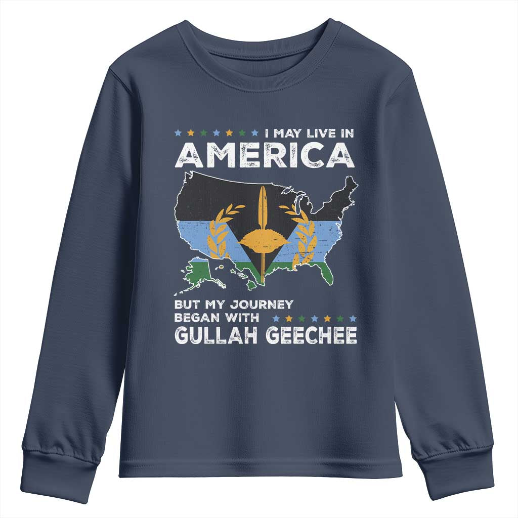 I May Live In America But My Journey Began With Gullah Geechee Youth Sweatshirt Gullah Geechee Pride