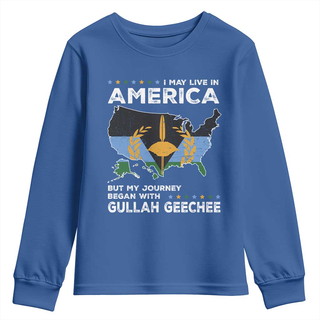 I May Live In America But My Journey Began With Gullah Geechee Youth Sweatshirt Gullah Geechee Pride
