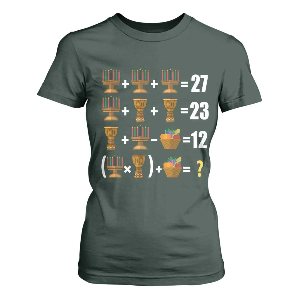Funny 67 Kwanzaa Math T Shirt For Women Six Seven Meme Kinara Candles African American Christmas - African Pride