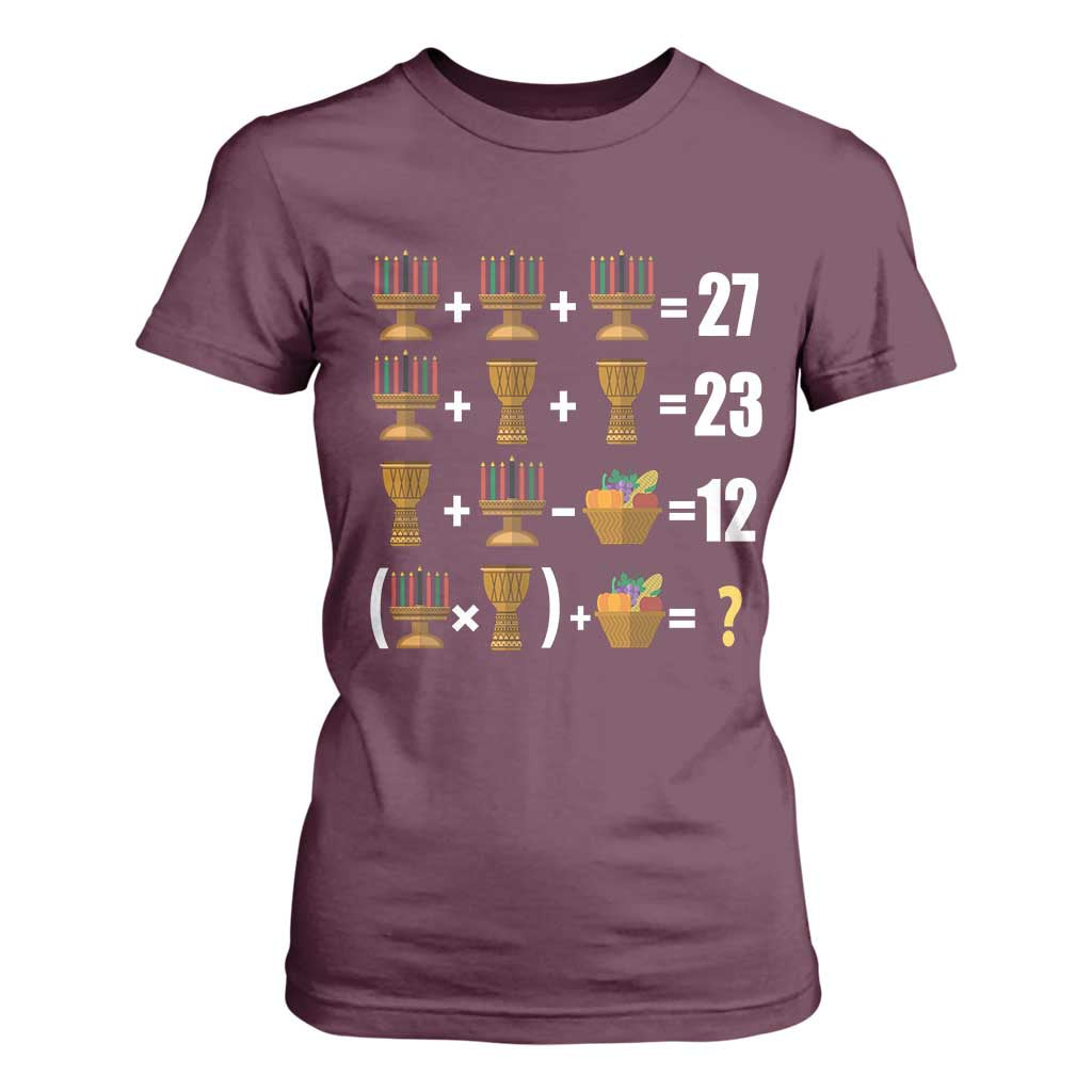 Funny 67 Kwanzaa Math T Shirt For Women Six Seven Meme Kinara Candles African American Christmas - African Pride