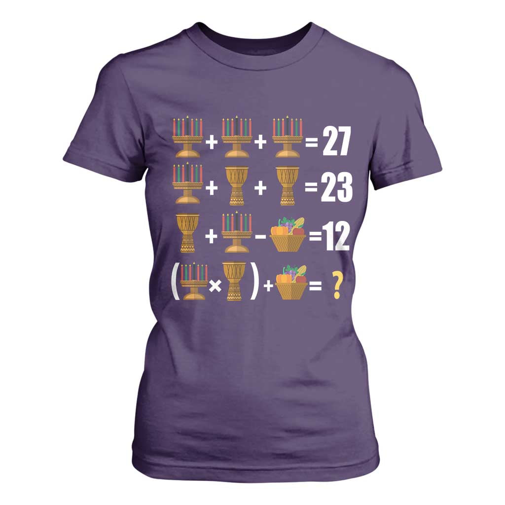 Funny 67 Kwanzaa Math T Shirt For Women Six Seven Meme Kinara Candles African American Christmas - African Pride