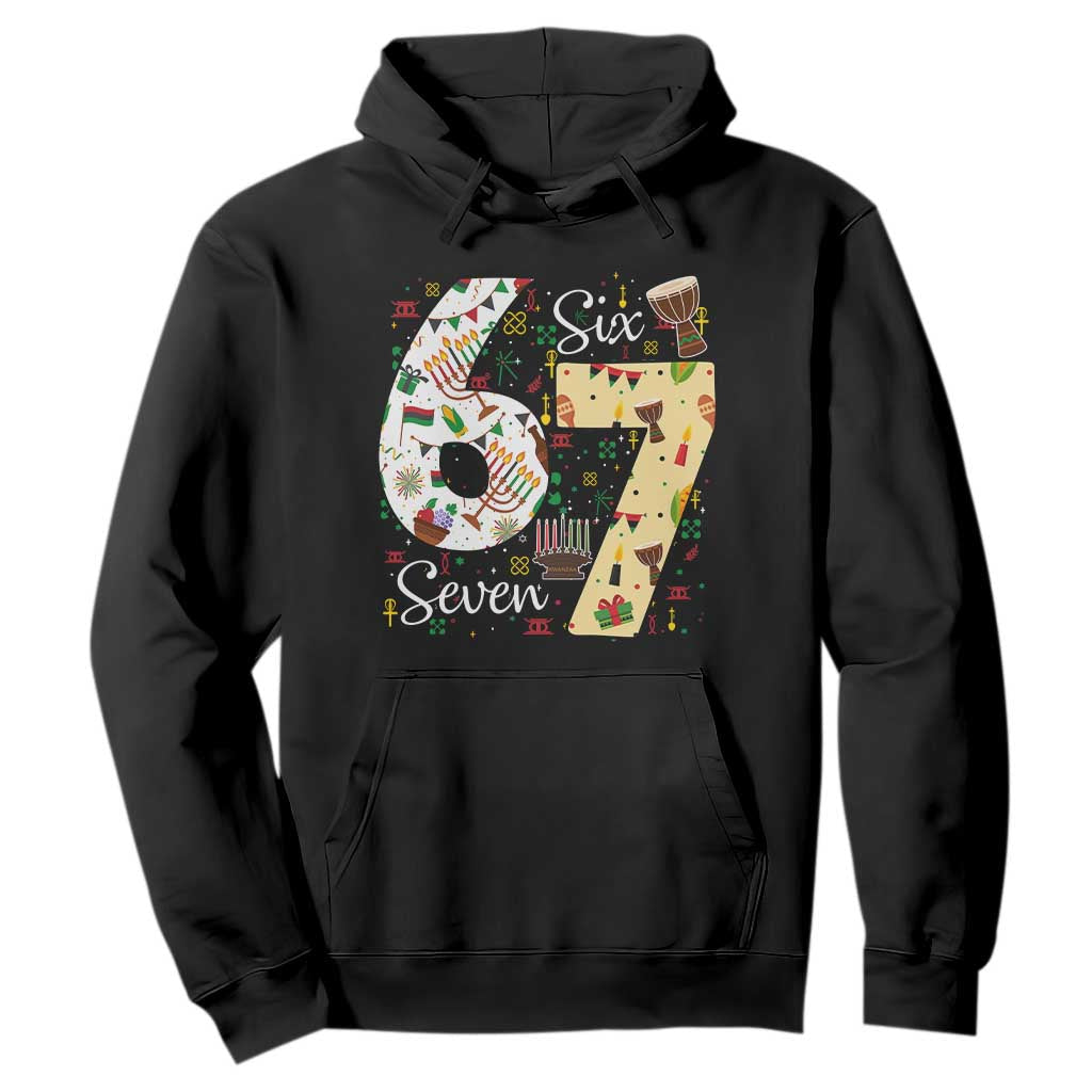 Funny 67 Kwanzaa Hoodie Six Seven Meme Kinara Candles African American Christmas - African Pride