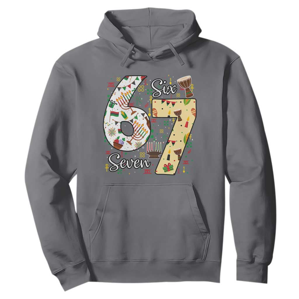 Funny 67 Kwanzaa Hoodie Six Seven Meme Kinara Candles African American Christmas - African Pride