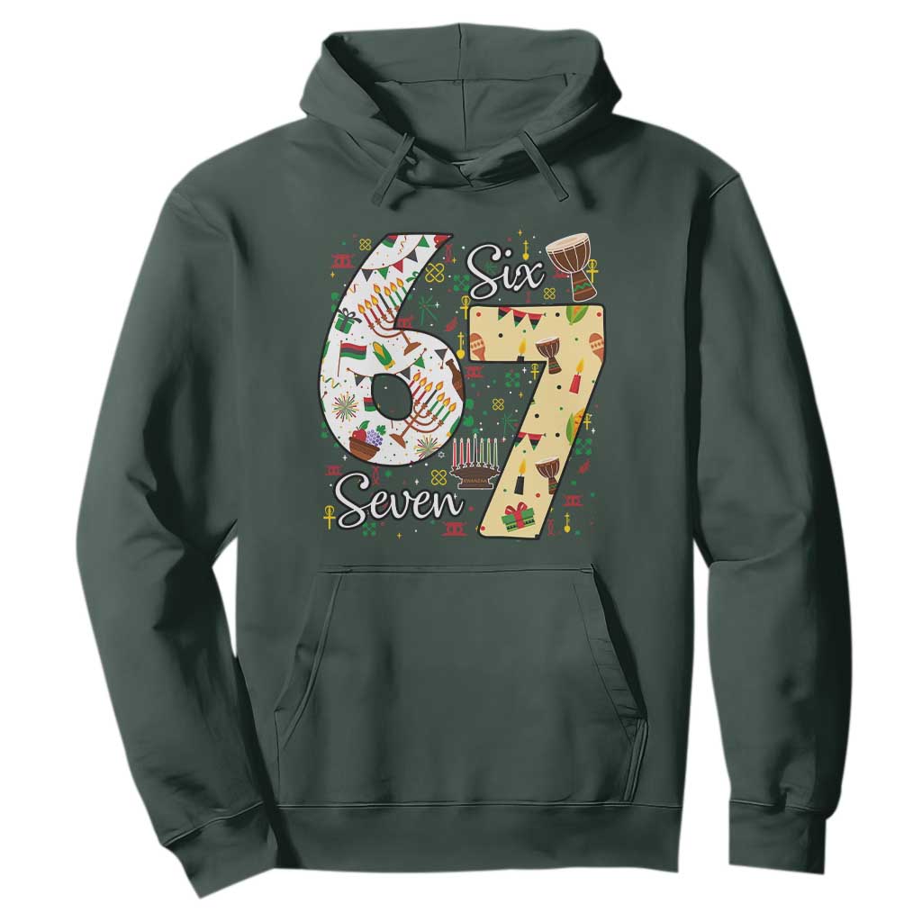 Funny 67 Kwanzaa Hoodie Six Seven Meme Kinara Candles African American Christmas - African Pride