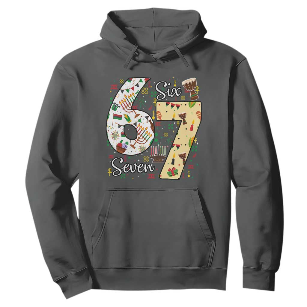 Funny 67 Kwanzaa Hoodie Six Seven Meme Kinara Candles African American Christmas - African Pride
