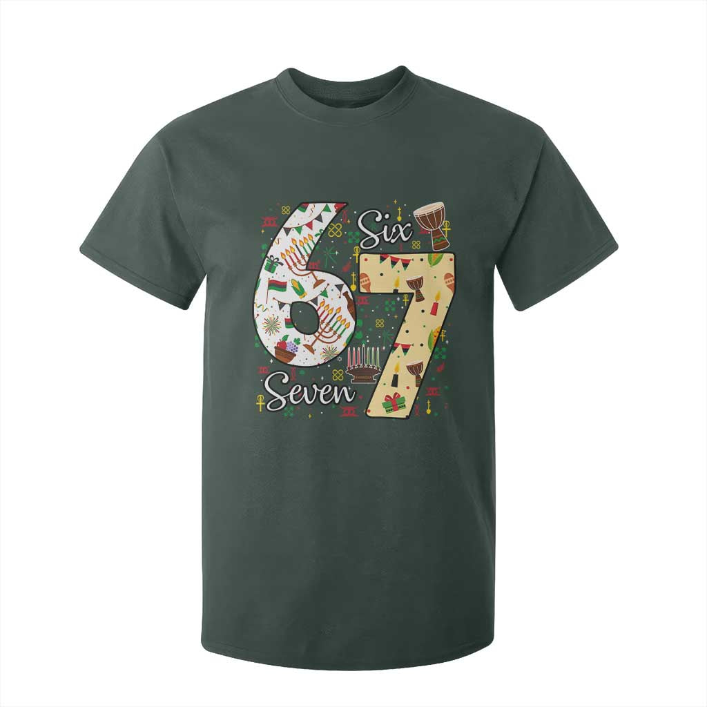 Funny 67 Kwanzaa T Shirt For Kid Six Seven Meme Kinara Candles African American Christmas - African Pride